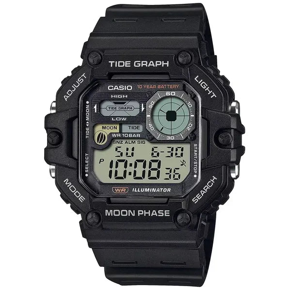 Casio WS-1700H-1AV férfi digitális sportóra, holdfázis, WR100, fekete