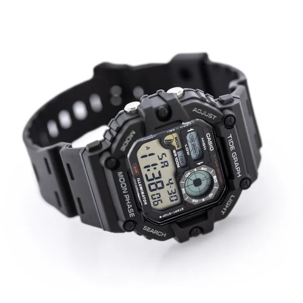 Casio WS-1700H-1AV férfi digitális sportóra, holdfázis, WR100, fekete