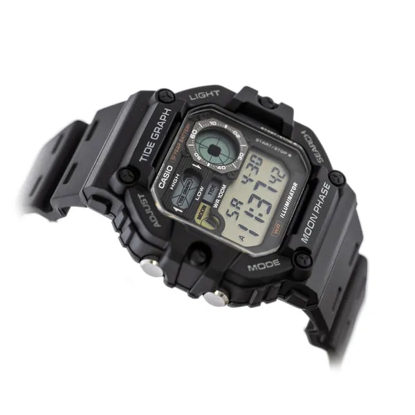 Casio WS-1700H-1AV férfi digitális sportóra, holdfázis, WR100, fekete