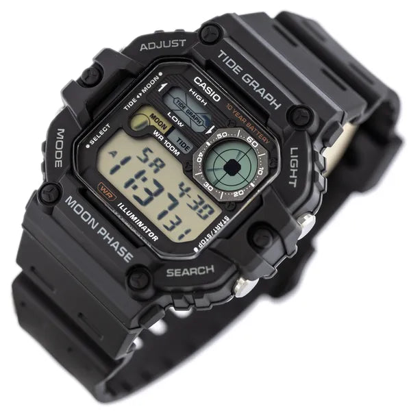 Casio WS-1700H-1AV férfi digitális sportóra, holdfázis, WR100, fekete