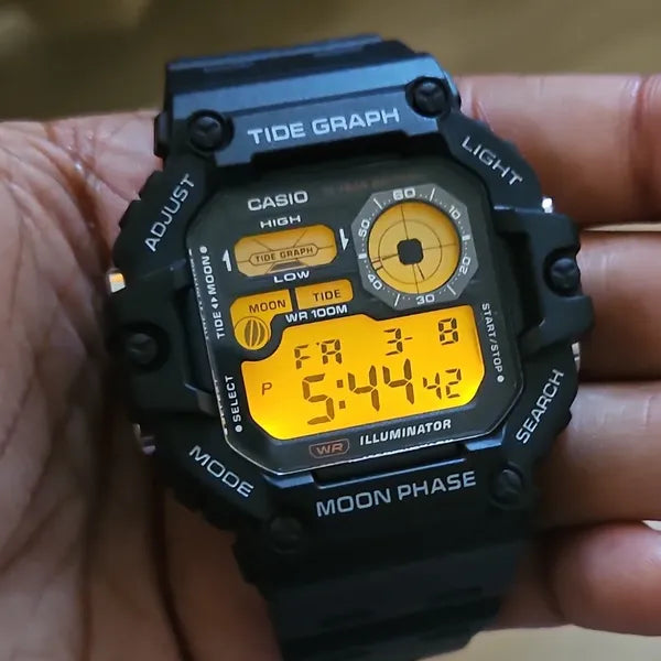 Casio WS-1700H-1AV férfi digitális sportóra, holdfázis, WR100, fekete