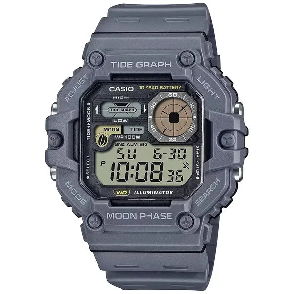 Casio WS-1700H-8AV férfi digitális karóra, holdfázis, WR100, szürke