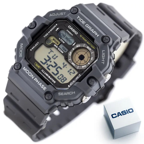 Casio WS-1700H-8AV férfi digitális karóra, holdfázis, WR100, szürke