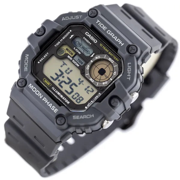 Casio WS-1700H-8AV férfi digitális karóra, holdfázis, WR100, szürke