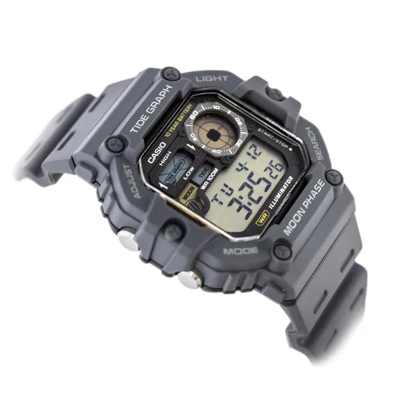 Casio WS-1700H-8AV férfi digitális karóra, holdfázis, WR100, szürke