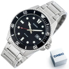 Casio MDV-107D-1A1 férfi búváróra, acél szíj, WR200, fekete számlap