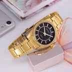 Perfect S354-06 női karóra, fekete számlap, arany, 36 mm, 3 ATM + doboz