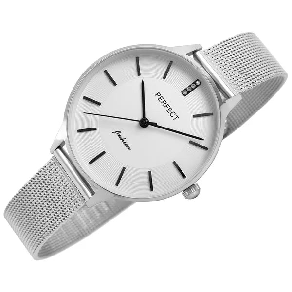 Perfect F353-02 női karóra, ezüst, fehér számlap, 36 mm, 3 ATM