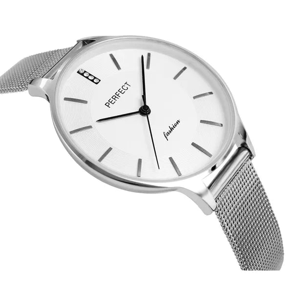 Perfect F353-02 női karóra, ezüst, fehér számlap, 36 mm, 3 ATM