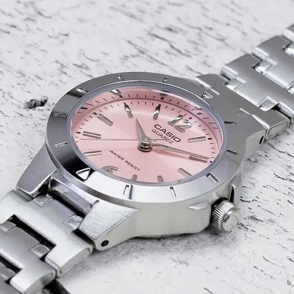 Casio LTP-1177A-4A1 női karóra, rozsdamentes acél szíj, rózsaszín számlap, 24 mm