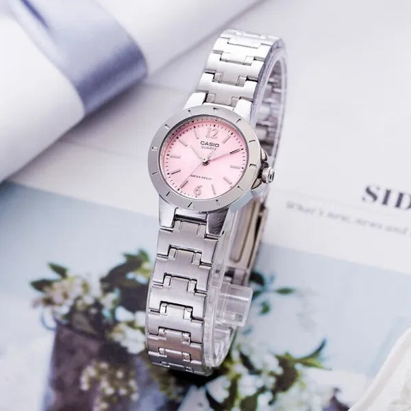 Casio LTP-1177A-4A1 női karóra, rozsdamentes acél szíj, rózsaszín számlap, 24 mm