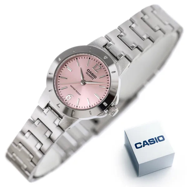 Casio LTP-1177A-4A1 női karóra, rozsdamentes acél szíj, rózsaszín számlap, 24 mm