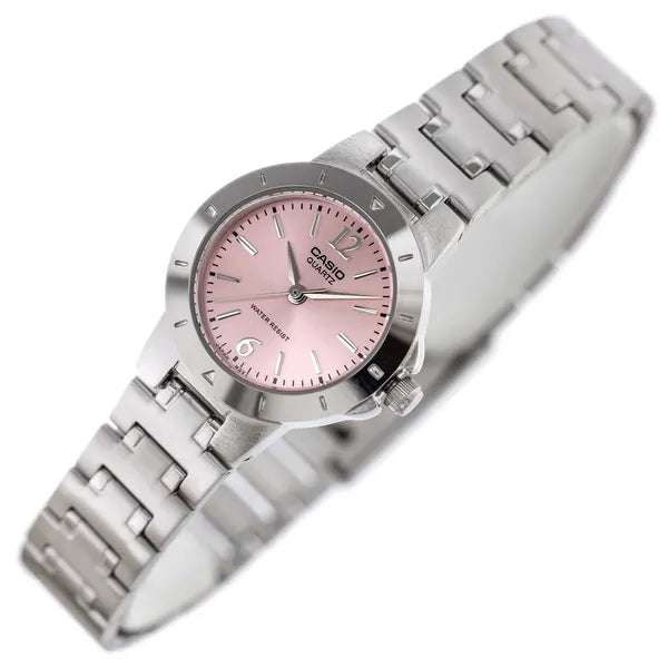 Casio LTP-1177A-4A1 női karóra, rozsdamentes acél szíj, rózsaszín számlap, 24 mm