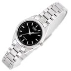Casio LTP-1274D-1A női karóra, fekete számlap, acél szíj, WR30, kvarc