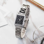Casio LTP-V007D-1E női karóra, fekete számlap, acél szíj, téglalap tok