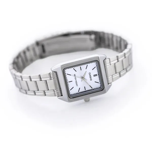 Casio LTP-V007D-2E női karóra, kék számlap, acél szíj, WR50, téglalap, doboz