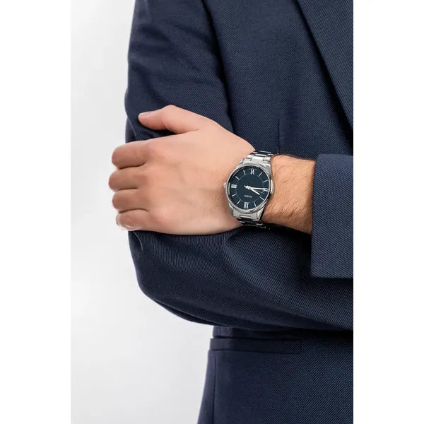 Casio MTP-V005D-2B5 férfi karóra, kék számlap, acél szíj, 40 mm, WR30 + doboz
