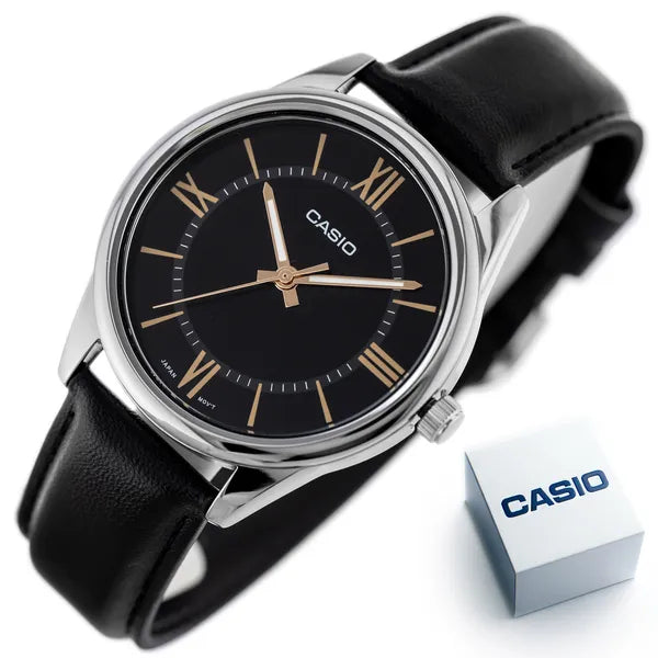 Casio férfi karóra MTP-V005L-1B5, fekete, bőrszíj, 40 mm, WR30, dobozzal