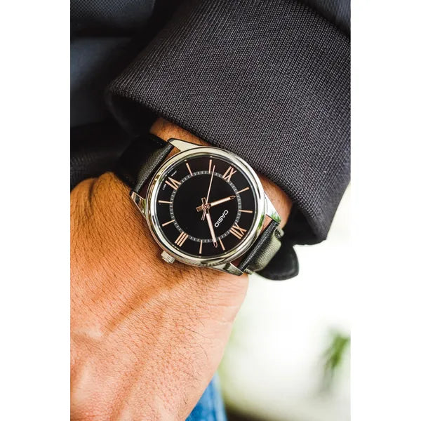 Casio férfi karóra MTP-V005L-1B5, fekete, bőrszíj, 40 mm, WR30, dobozzal