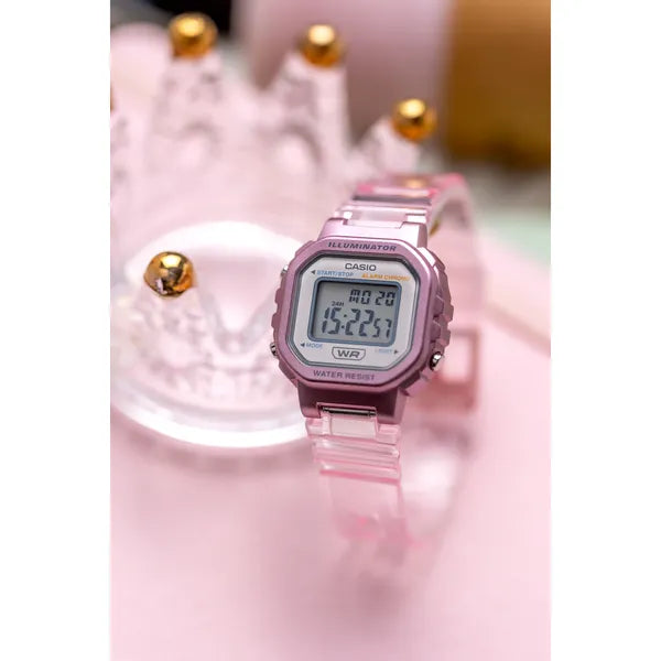 Casio LA-20WHS-4A gyerek digitális karóra, rózsaszín, WR30, dobozzal
