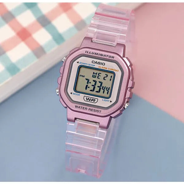 Casio LA-20WHS-4A gyerek digitális karóra, rózsaszín, WR30, dobozzal
