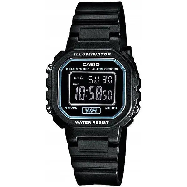 Casio LA-20WH-1BDF gyerek digitális óra, fekete, WR30, díszdobozzal