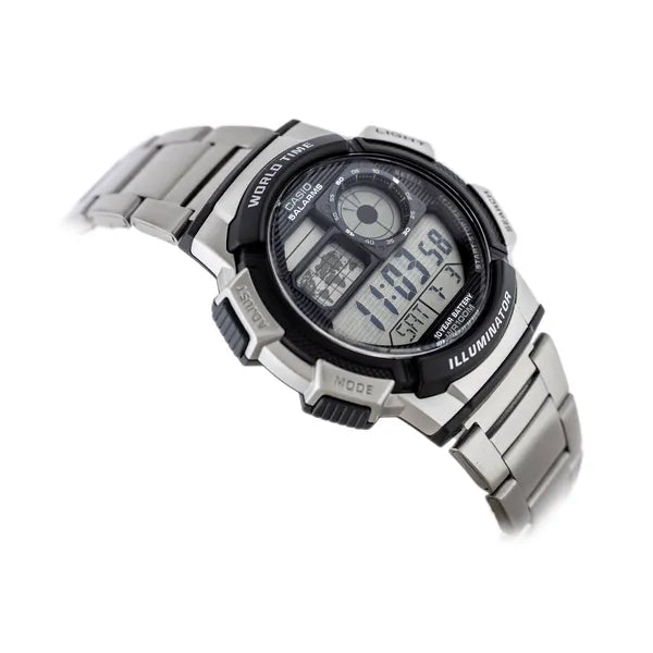 Casio AE-1000WD-1A férfi digitális óra, 43 mm, World Time, WR100