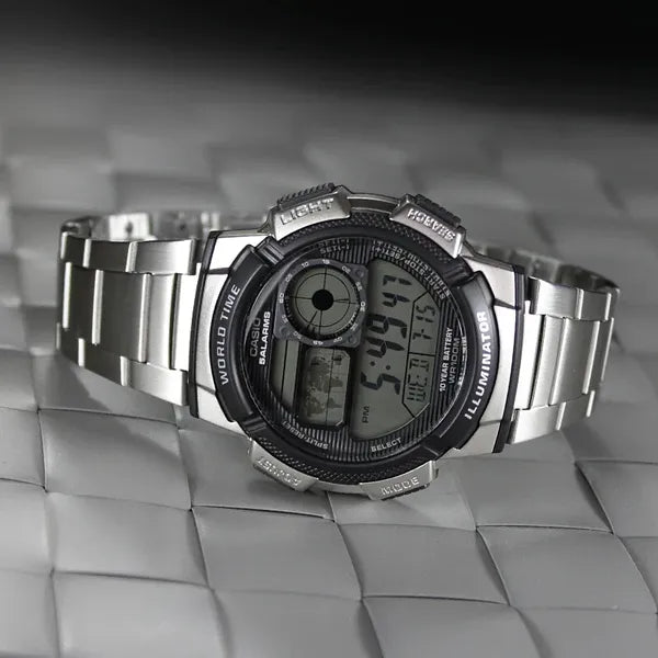 Casio AE-1000WD-1A férfi digitális óra, 43 mm, World Time, WR100