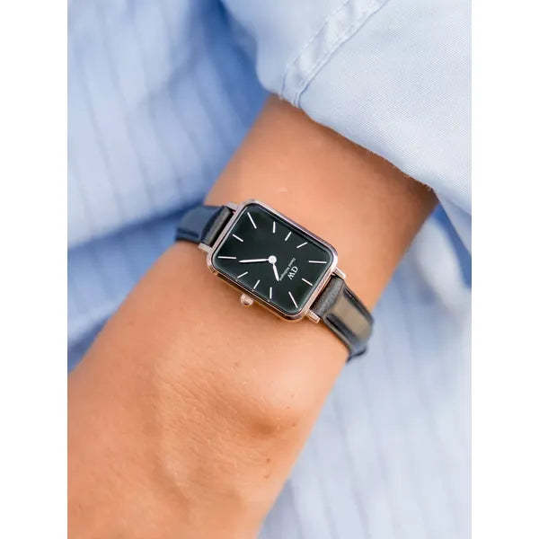 Daniel Wellington női karóra, Quadro Sheffield 20 mm, rózsaarany, fekete bőr