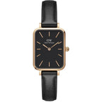 Daniel Wellington női karóra, Quadro Sheffield 20 mm, rózsaarany, fekete bőr