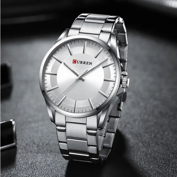 Curren férfi karóra 8429, ezüst, fém szíj, 44 mm, WR30, kvarc, doboz