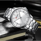 Curren férfi karóra 8429, ezüst, fém szíj, 44 mm, WR30, kvarc, doboz