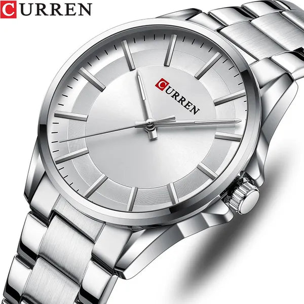 Curren férfi karóra 8429, ezüst, fém szíj, 44 mm, WR30, kvarc, doboz