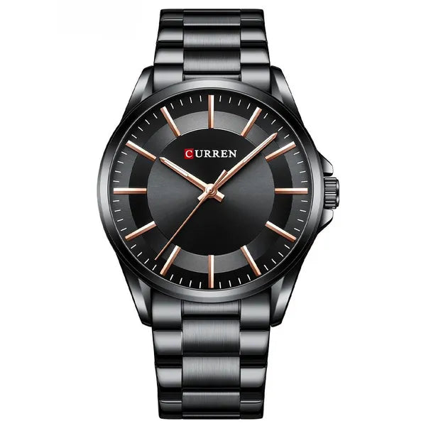 Curren férfi karóra 8429, kvarc, 44 mm, fekete fém szíj, dobozzal