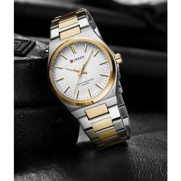 Curren 8439 férfi karóra, kvarc, 40 mm, bicolor ezüst–arany, WR30, dobozzal