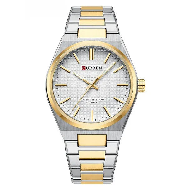 Curren 8439 férfi karóra, kvarc, 40 mm, bicolor ezüst–arany, WR30, dobozzal