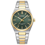 Curren 8439 férfi kvarc karóra, 40 mm, zöld számlap, ezüst/arany fémszíj, WR30