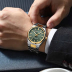 Curren 8439 férfi kvarc karóra, 40 mm, zöld számlap, ezüst/arany fémszíj, WR30