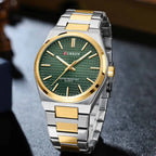 Curren 8439 férfi kvarc karóra, 40 mm, zöld számlap, ezüst/arany fémszíj, WR30