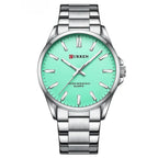 Curren 9090 férfi karóra, 42 mm, ezüst szíj, Tiffany-kék számlap, dobozzal