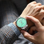 Curren 9090 férfi karóra, 42 mm, ezüst szíj, Tiffany-kék számlap, dobozzal