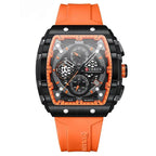 Curren 8442 férfi karóra, kronográf, kvarc, 47 mm, fekete/narancs, díszdoboz