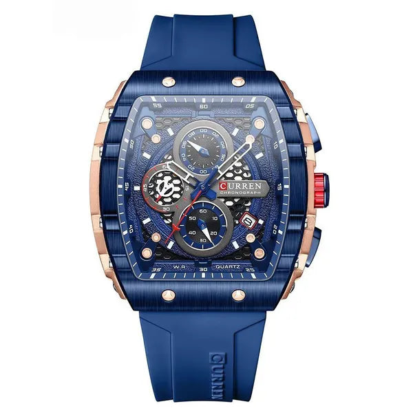 Curren 8442 férfi kronográf karóra, kék szíj, 47 mm, WR30, ajándékdobozzal