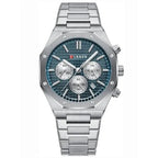 Curren 8440 férfi kronográf karóra, kék számlap, ezüst fém szíj, 43 mm, WR30