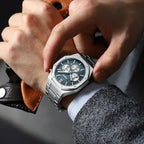 Curren 8440 férfi kronográf karóra, kék számlap, ezüst fém szíj, 43 mm, WR30