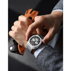 Curren 8440 férfi kronográf karóra, 43 mm, fekete számlap, ezüst szíj, WR30