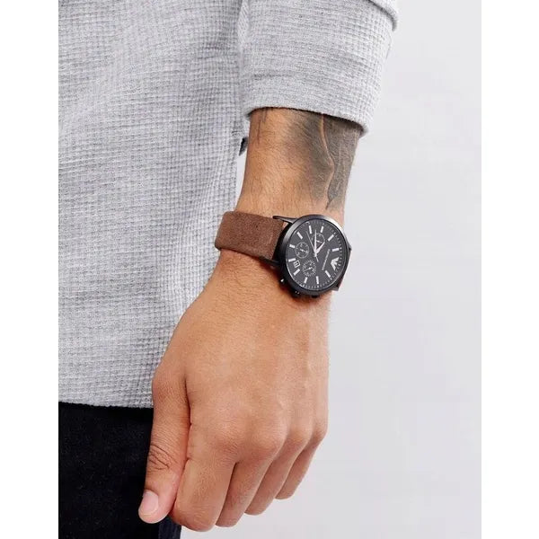 Emporio Armani AR11078 férfi karóra, barna bőr szíj, 46 mm, kronográf, 5 ATM