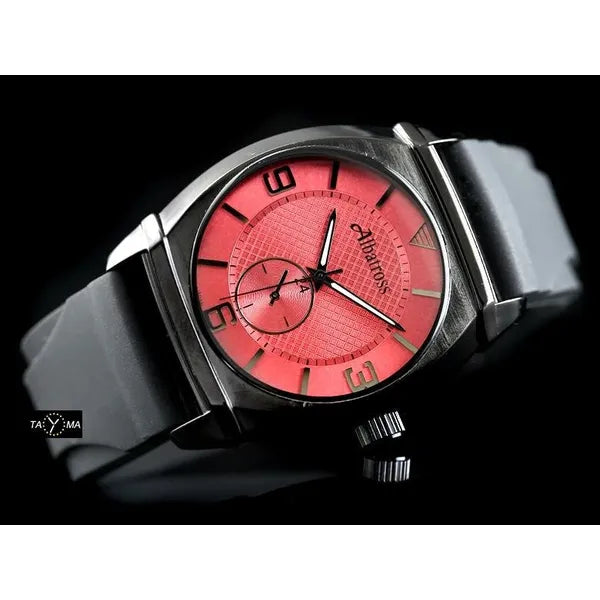 Albatross Armane férfi kvarc karóra 42 mm, fekete gumi szíj, lazac számlap