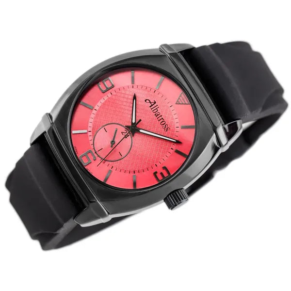 Albatross Armane férfi kvarc karóra 42 mm, fekete gumi szíj, lazac számlap