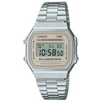 Casio A168WA-8A uniszex digitális karóra, ezüst acélszíj, WR30